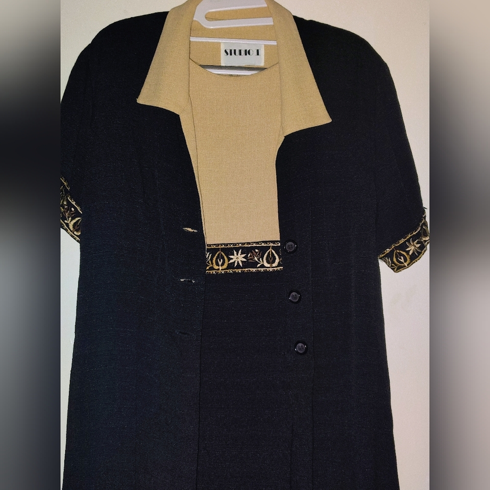 Vintage 2 Piece Dress & Long Blazer, By Studio 1